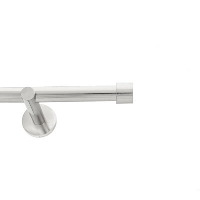 Toolty Inox Metal Curtain Pole 19mm With Finials Rod Modern Brackets Luna 145Cm