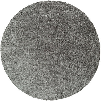 Livabliss Round Moda Shaggy-Solid Color Dark Grey Plush Soft Pile Living Bedroom Rug 160 X 160 Cm Easy Care, Non Shedding - image 1
