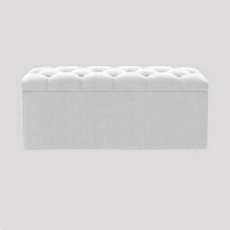 90Cm Luna Chesterfield Ottoman Storage Box - Black Naples Upholstered Blanket Box
