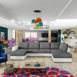 Wilma U Shaped Sofa Bed With Hr Foam Storage And Wooden Legs 305X188Cm For Living Room White And Grey Right