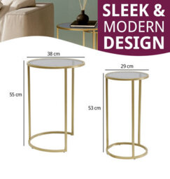 Hallowood Furniture Bourton Round Nest Of 2 Tables With Glass Top - thumbnail 3