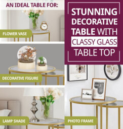Hallowood Furniture Bourton Round Nest Of 2 Tables With Glass Top - thumbnail 5