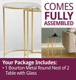 Hallowood Furniture Bourton Round Nest Of 2 Tables With Glass Top - thumbnail 7
