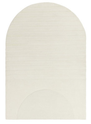 Cream Abstract Wool Easy To Clean Handmade Modern Dining Room Bedroom And Living Room Rug -160Cm X 230Cm