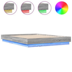 Berkfield Bed Frame With Led Without Mattress Grey Sonoma 120X200 Cm - thumbnail 2