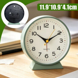 Green Analogue Metal Alarm Clock Non Ticking Silent Bedside Clock W/ Night Light - thumbnail 3