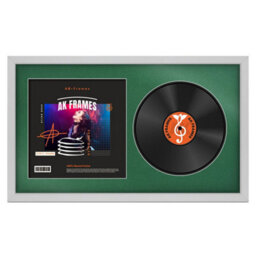 "30X17"" Silver Modern Vinyl Record Frame With Emerald Mount For 12 Inch Lp Album Cover & Disc - Ak Frames"