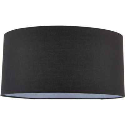 "Loops 20"" Cylinder Lamp Shade - Black Cotton Rolled Edge Fabric Cover - Table Light" - image 1