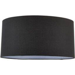 "Loops 20"" Cylinder Lamp Shade - Black Cotton Rolled Edge Fabric Cover - Table Light"