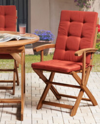 Beliani Set Of 2 Garden Chairs With Cushions Maui Premium Acacia Wood Red - thumbnail 2