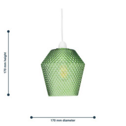 First Choice Lighting Porter - Green Textured Glass Easy Fit Pendant Shade - thumbnail 5