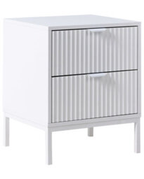 Wyld and Coco Brightnest 2-Drawer Fluted Front Nightstand, White, Compact Modern Bedside Table - thumbnail 3