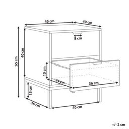 Wyld and Coco Brightnest 2-Drawer Fluted Front Nightstand, White, Compact Modern Bedside Table - thumbnail 4