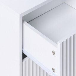 Wyld and Coco Brightnest 2-Drawer Fluted Front Nightstand, White, Compact Modern Bedside Table - thumbnail 7