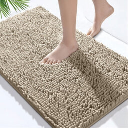 Bedlooms Silver Bath Chenille Rug 40X60Cm, Super Absorbent Shower Mat Non-Slip Bathroom Rug