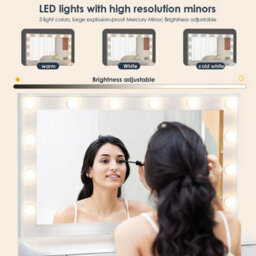 Dressing Table Led Lights Mirror Stool Drawers Vanity Makeup Desk - thumbnail 3