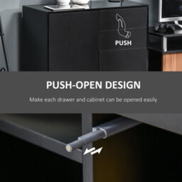 Black Push-Open Side Cabinet With 2 Drawer 2 Door Cabinet For Home Office - thumbnail 5