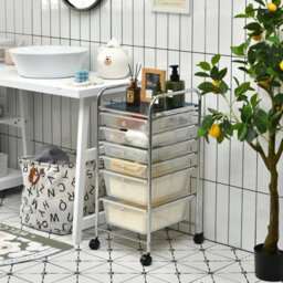 Costway 6-Drawer Organizer Cart Home Office Mobile Rolling Utility Storage Unit - thumbnail 1