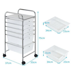 Costway 6-Drawer Organizer Cart Home Office Mobile Rolling Utility Storage Unit - thumbnail 3