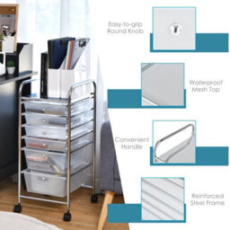 Costway 6-Drawer Organizer Cart Home Office Mobile Rolling Utility Storage Unit - thumbnail 4