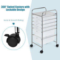Costway 6-Drawer Organizer Cart Home Office Mobile Rolling Utility Storage Unit - thumbnail 5