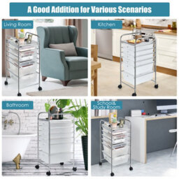 Costway 6-Drawer Organizer Cart Home Office Mobile Rolling Utility Storage Unit - thumbnail 7