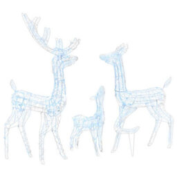 Berkfield Acrylic Reindeer Family Christmas Decoration 300 Led Cold White - thumbnail 2