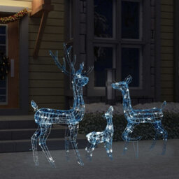 Berkfield Acrylic Reindeer Family Christmas Decoration 300 Led Cold White - thumbnail 3