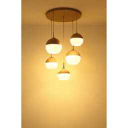 Luminosa Lighting Luminosa Ragusa Cluster Pendant Ceiling Light Matt Sand 5X E27 - thumbnail 4