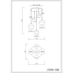 Luminosa Lighting Luminosa Ragusa Cluster Pendant Ceiling Light Matt Sand 5X E27 - thumbnail 5