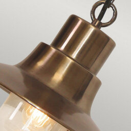 Luminosa Lighting Elstead Sheldon 1 Light Outdoor Ceiling Chain Lantern Brass Ip44, E27 - thumbnail 3