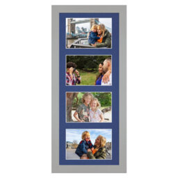 AK Frames 50X20Cm Light Grey Modern Multi Photo Frame With Blue Mount - Holds 4 Apertures (4X) 6X4 Photos - thumbnail 1