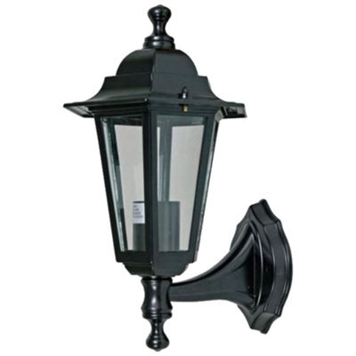First Choice Lighting Cumbria - Black With Clear Six Sided Ip44 Outdoor Wall Light - image 1