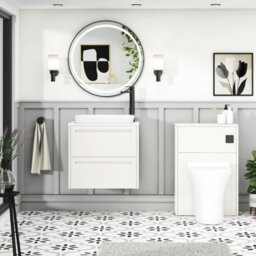 Royal Bathrooms Royal Bathroom Elmore 600mm Classic White Wall Mounted Bathroom Vanity Unit 2 Drawer Plain White Worktop With Qubix Basin - thumbnail 5