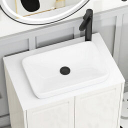 Royal Bathrooms Royal Bathroom Elmore 600mm Classic White Wall Mounted Bathroom Vanity Unit 2 Drawer Plain White Worktop With Qubix Basin - thumbnail 4