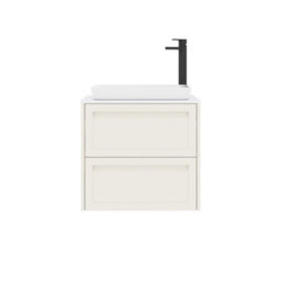 Royal Bathrooms Royal Bathroom Elmore 600mm Classic White Wall Mounted Bathroom Vanity Unit 2 Drawer Plain White Worktop With Qubix Basin - thumbnail 7