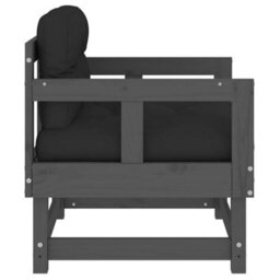 Berkfield Garden Chairs With Cushions 2 Pcs Grey Solid Wood Pine - thumbnail 6