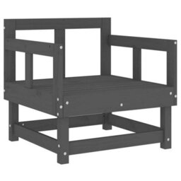 Berkfield Garden Chairs With Cushions 2 Pcs Grey Solid Wood Pine - thumbnail 5