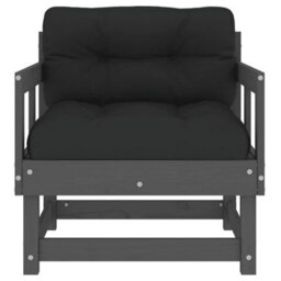 Berkfield Garden Chairs With Cushions 2 Pcs Grey Solid Wood Pine - thumbnail 4