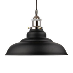 Matt Black St Edmund's Painted Dome Pendant Light With Nickel Lamp Holder And Black Round Cable - Se Home - thumbnail 1