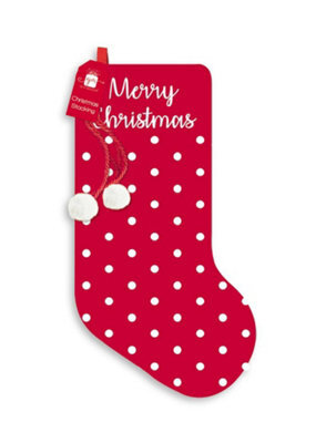 Anker Velvet With Spots And Pom Design Christmas Stocking - image 1