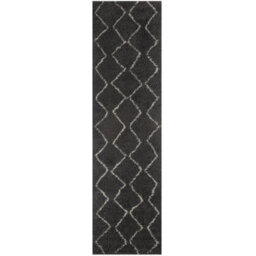 The Rugs Moroccan Shaggy Rugs And Runners Soft Fluffy Wavy Trellis Design High Pile Dark Grey And Ivory Living Room Kitchen Hallway 840 - thumbnail 1