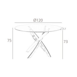 Angel Cerda Stylish Round Tempered Glass Dining Table With Chrome-Plated Steel Legs - thumbnail 7