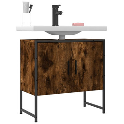 Berkfield Bathroom Sink Cabinet Smoked Oak 60X33X60 Cm Engineered Wood - image 1
