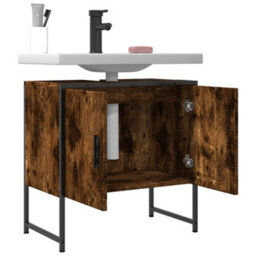 Berkfield Bathroom Sink Cabinet Smoked Oak 60X33X60 Cm Engineered Wood - thumbnail 4