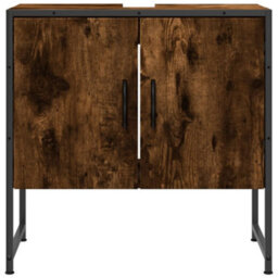 Berkfield Bathroom Sink Cabinet Smoked Oak 60X33X60 Cm Engineered Wood - thumbnail 5