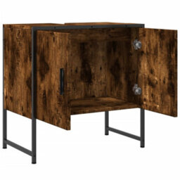 Berkfield Bathroom Sink Cabinet Smoked Oak 60X33X60 Cm Engineered Wood - thumbnail 6