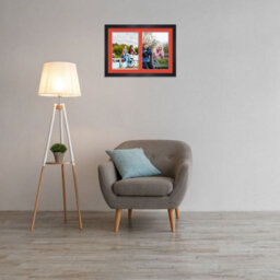 AK Frames 20X14 Black Modern Multi Photo Frame With Poppy Red Mount - Holds 2 Apertures (2X) A4 Photos - thumbnail 3