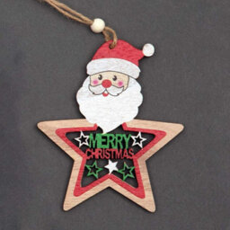 Shatchi Christmas Tree Ornaments Wooden Aesthetic Hanging Decorations Painted Stars 3Pcs - thumbnail 4
