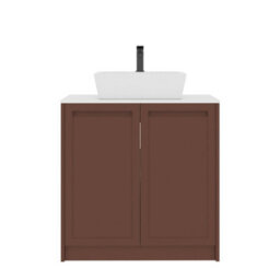 Royal Bathrooms Royal Bathroom Elmore 800mm Terracotta Clay Freestanding Bathroom Vanity Unit 2 Door Plain White Worktop With Cube Basin - thumbnail 7